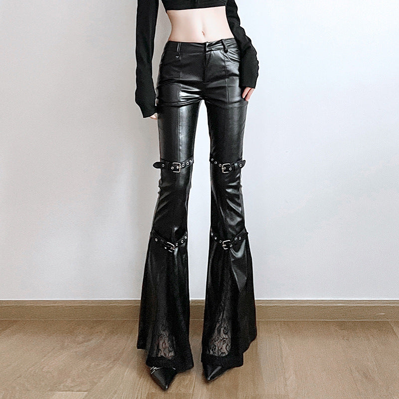 Low Waist Waxed Leather Pants