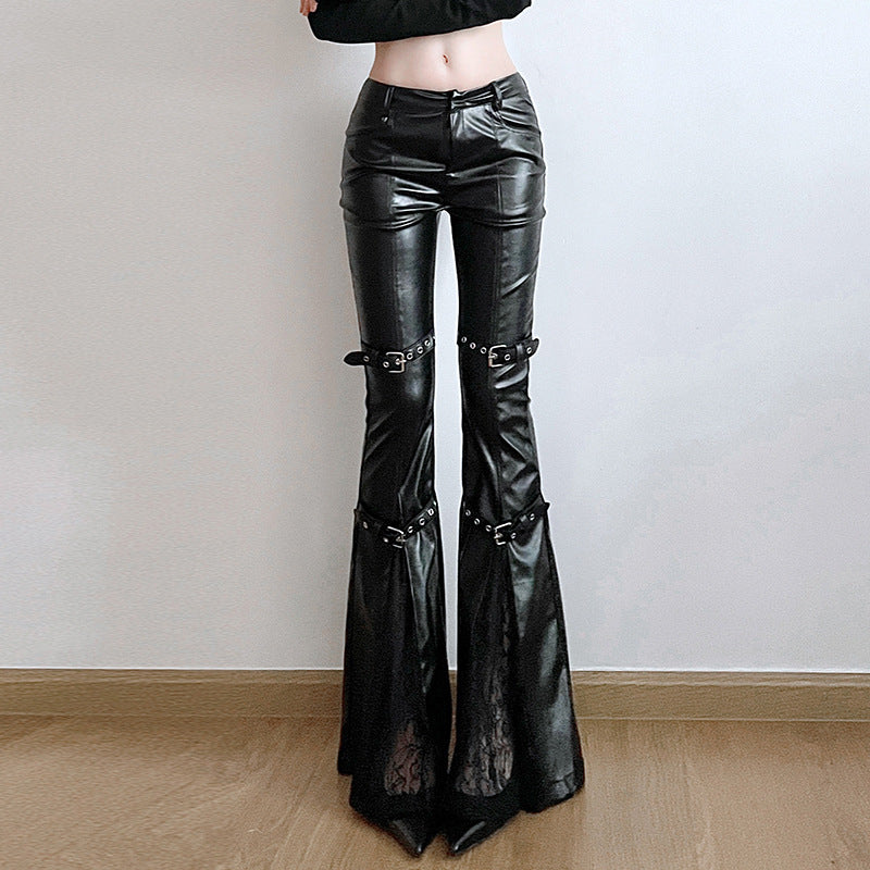 Low Waist Waxed Leather Pants