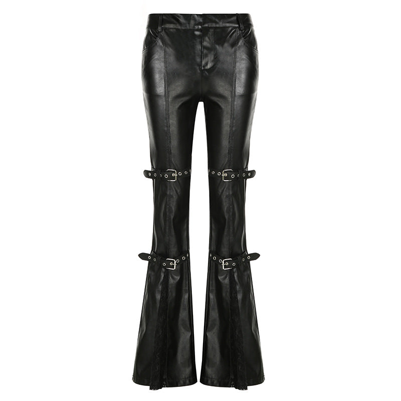 Low Waist Waxed Leather Pants